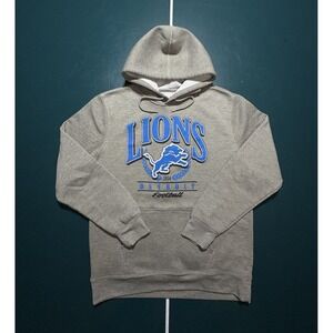 Detroit Lions Hoodie Sweatshirt Men's Medium Gray Blue NFL Football Pullover